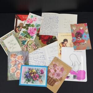 Vintage greeting Cards LOT ephemera Used 1970's GREAT Graphics Scrapbooking